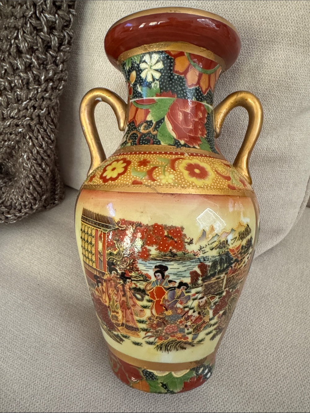 8” Japanese Satsuma-style porcelain vase